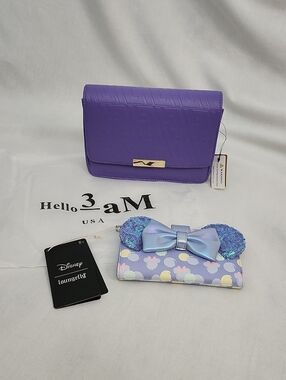Hello3am Textured Crossbody with Loungefly Iridescent Minnie Wallet